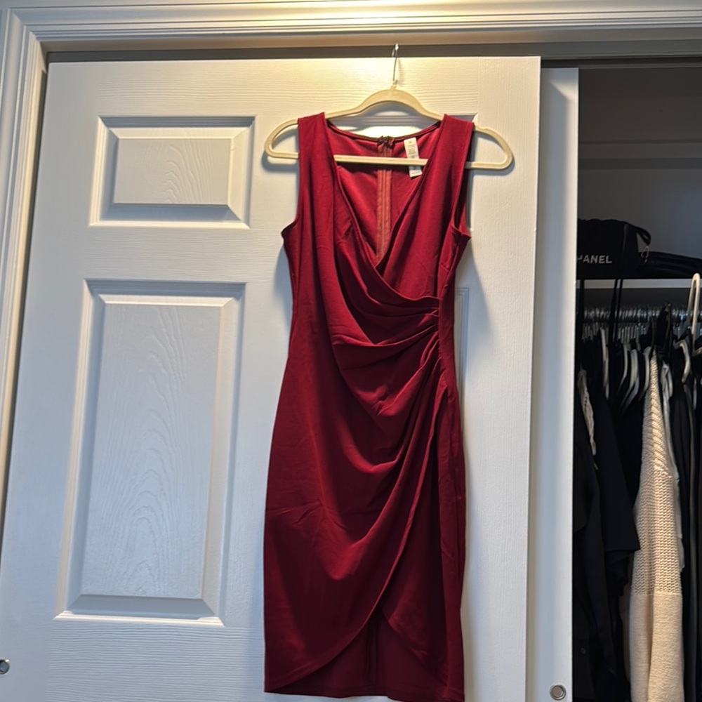 Elegant Red Draped Dress